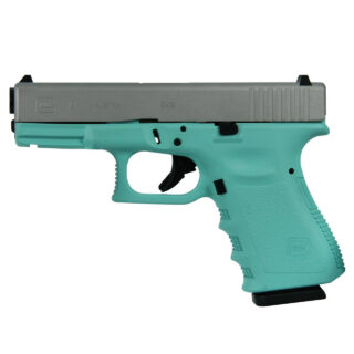 Glock 19 Gen3 AUS 9mm, 4" Barrel, Fixed Sights, Tiffany Frame/Crushed Silver Slide, 15rd