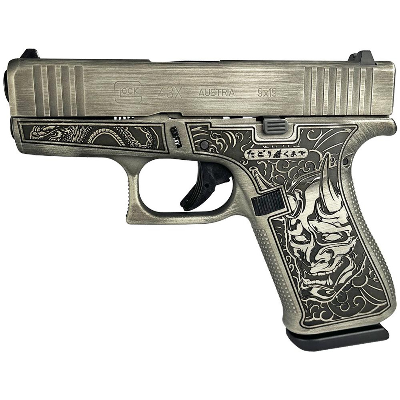 Glock 43x Custom "Battle Worn Slide/Bushido Frame" 9mm, 3.41" Barrel, 10rd - Image 2