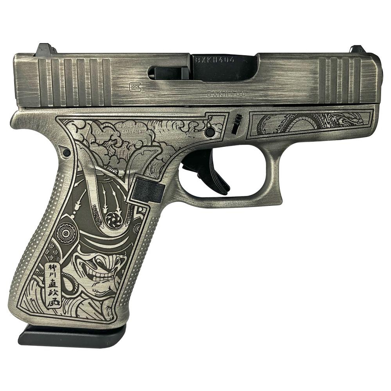 Glock 43x Custom "Battle Worn Slide/Bushido Frame" 9mm, 3.41" Barrel, 10rd