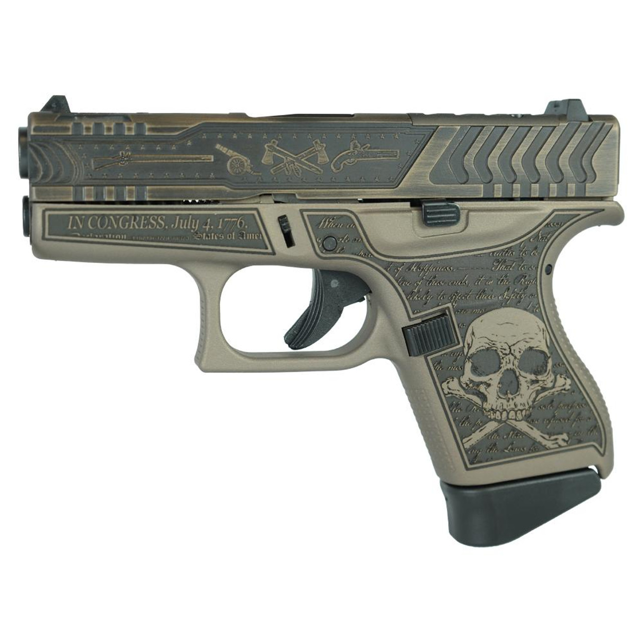 Glock 43 Gen 4 "Revolution Engraved Colonial Brown" 9mm, 3.41" Barrel, 6rd - Image 2