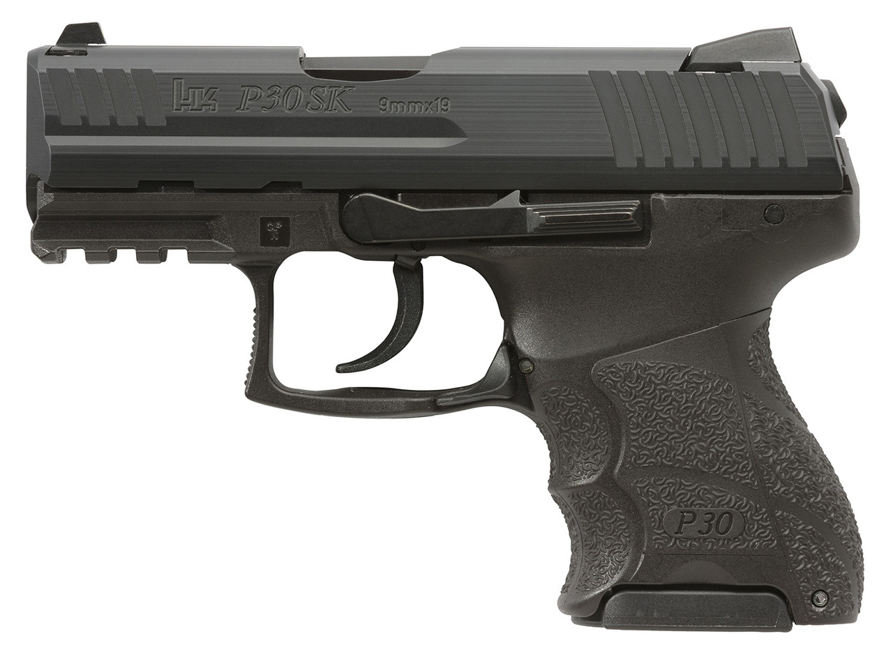 HK P30SK V3 9mm, 3.27" Barrel, Night Sights, Decocker, Black, 10rd/13rd