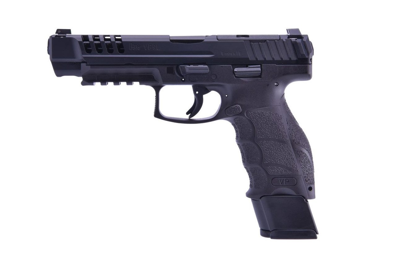 HK VP9L Full-Size OR 9mm, 5" Barrel, Ported Slide, 3-Dot Sights, Black, 20rd