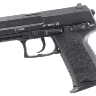 HK, USP9, Double Action/Single Action, Polymer Frame Pistol, Compact, 9mm, 5.2" Barrel, Black, Night Sights, Manual Thumb Safety, 10 Rounds, 3 Magazines