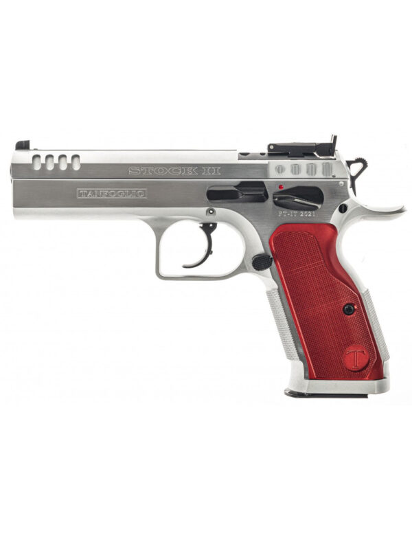 Tanfoglio Defiant Stock II 40 SW, 4.5" Barrel, Stainless Slide, Red Grips, 16rd