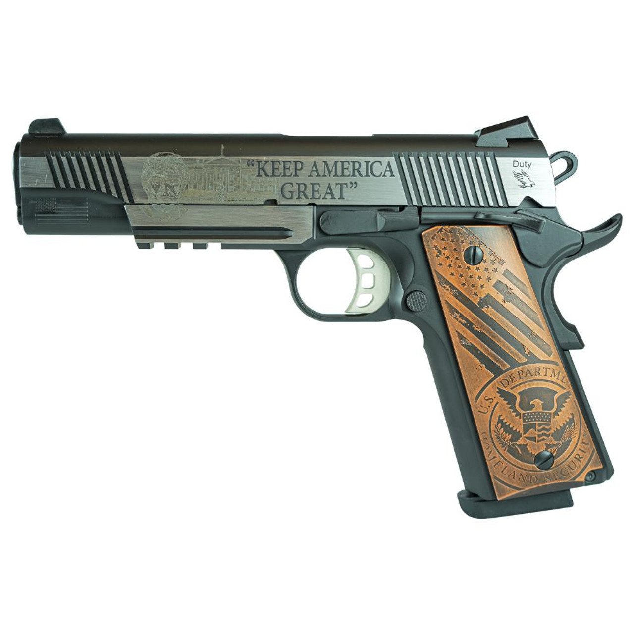 SDS Imports "Trump" 1911 Duty .45 ACP, 5" Barrel, Wood Grip, Metal/Wood Engraving, 8rd - Image 2