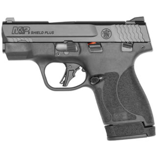 Smith & Wesson, Shield Plus, Striker Fired, Micro-Compact, 9mm, 3.1" Barrel, White Dot Sights, Polymer Frame, Thumb Safety, Flat Face Trigger, 2 Mags, 1-10Rd 1-13Rd, Black