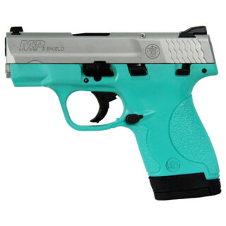 Smith & Wesson M&P Shield *CA Compliant* 9mm, 3.1" Barrel, Manual Safety, Robin Egg Blue, 7rd/8rd
