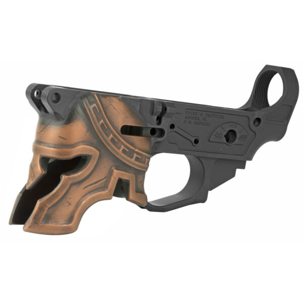 Spikes Rare Breed Spartan Stripped Lower, Multi-Cal, Black, Painted Bronze Helmet - Image 3