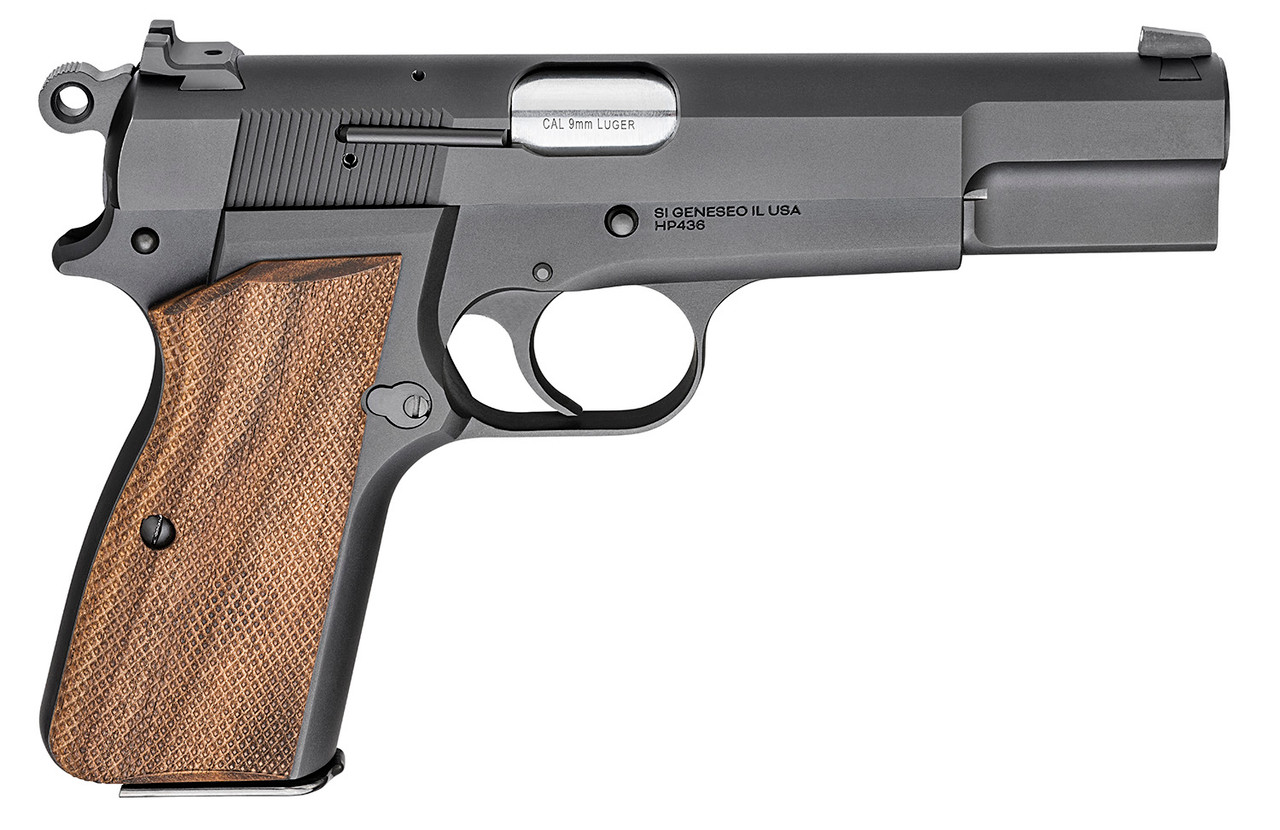 Springfield SA-35 9mm Hi-Power 4.7" Forged Barrel, Steel Frame, Walnut Grips, Blued, 15rd Mag