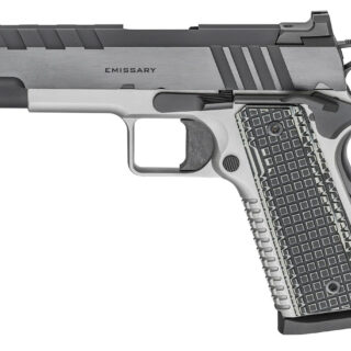 Springfield 1911 Emissary .45 ACP, 4.25" Barrel, VZ G10 Grips, U-Notch Rear, SS/Black, 8rd