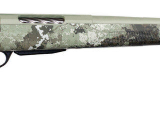 Tikka T3x Lite, Bolt Action Rifle, 270 WIN, 22.4" Fluted Barrel, 1:10 Twist, Threaded 5/8x24, Veil Alpine Camo, Synthetic Stock, Cerakote Barrel and Action, Green Color, Right Hand, 3Rd, 1 Mag, Includes Matching Muzzle Brake