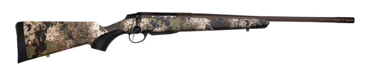 Tikka T3x Lite 270 Win, 22" Fluted Barrel, Threaded, Muzzle Brake, Veil Wideland Camo, Cerakote, Burnt Bronze, 3rd