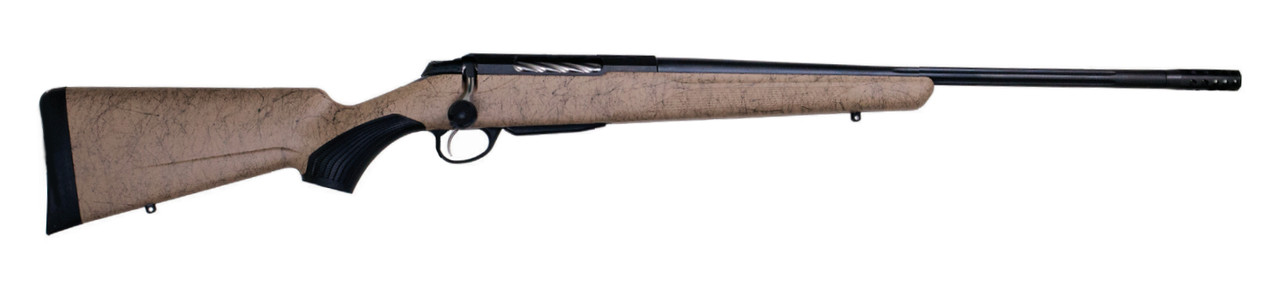 Tikka T3x Lite, Bolt Action Rifle, 6.5 Creedmoor, 24.38" Fluted Barrel, 1:8 Twist, Threaded 5/8x24, Roughtech Sand Pattern, Synthetic Stock, Black Barrel and Action Color, Right Hand, 3Rd, 1 Mag, Includes Matching Muzzle Brake